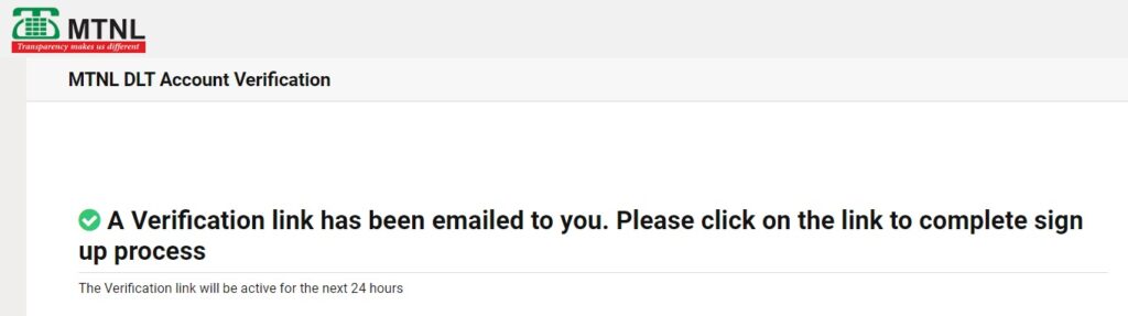 MTNL DLT email verification