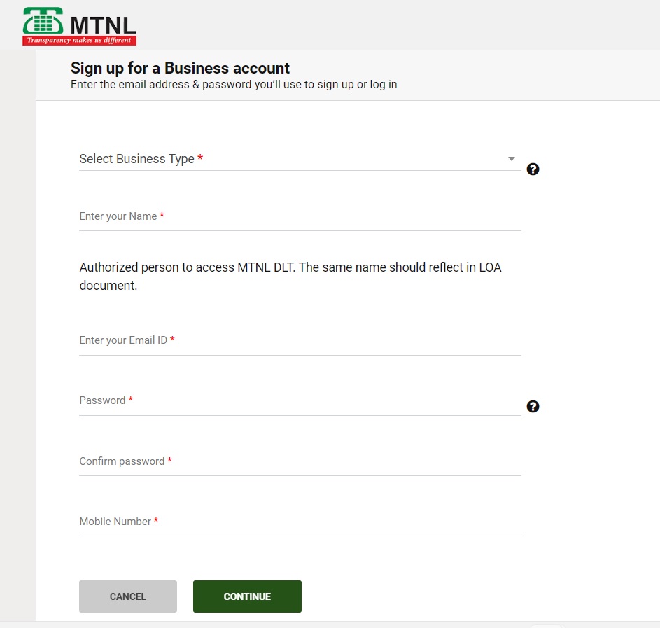 MTNL DLT registration process