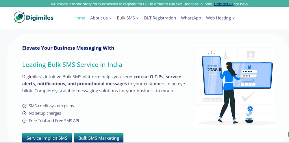 digimiles sms service in India